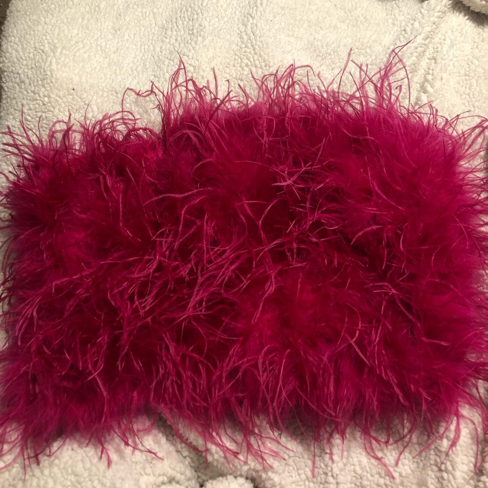 Furry crop top camis women ostrich feather bustiers tank tunic vest